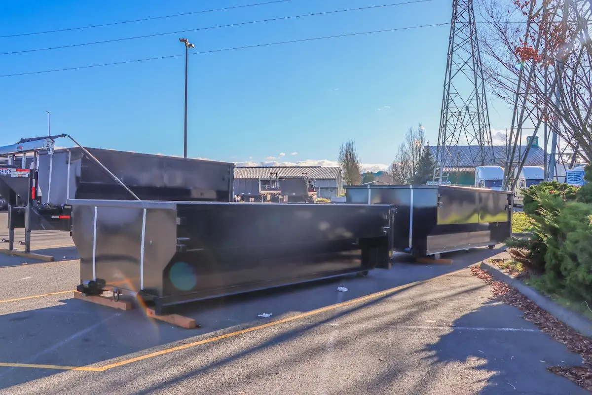 Roll-off dumpster ready for waste disposal at job site for Construction Dumpster Rental in St. Francis